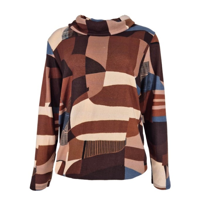 FOS T-shirt 7619 Nico Aquarel hangcol Bruin print